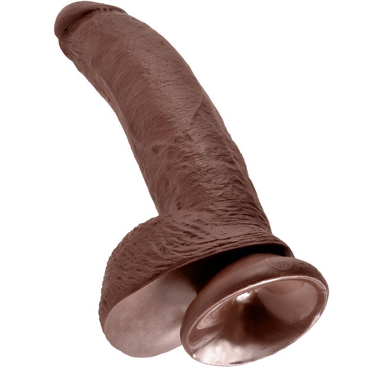 KING COCK - 9 DILDO BRAUN MIT EIER 22.9 CM – Bild 5