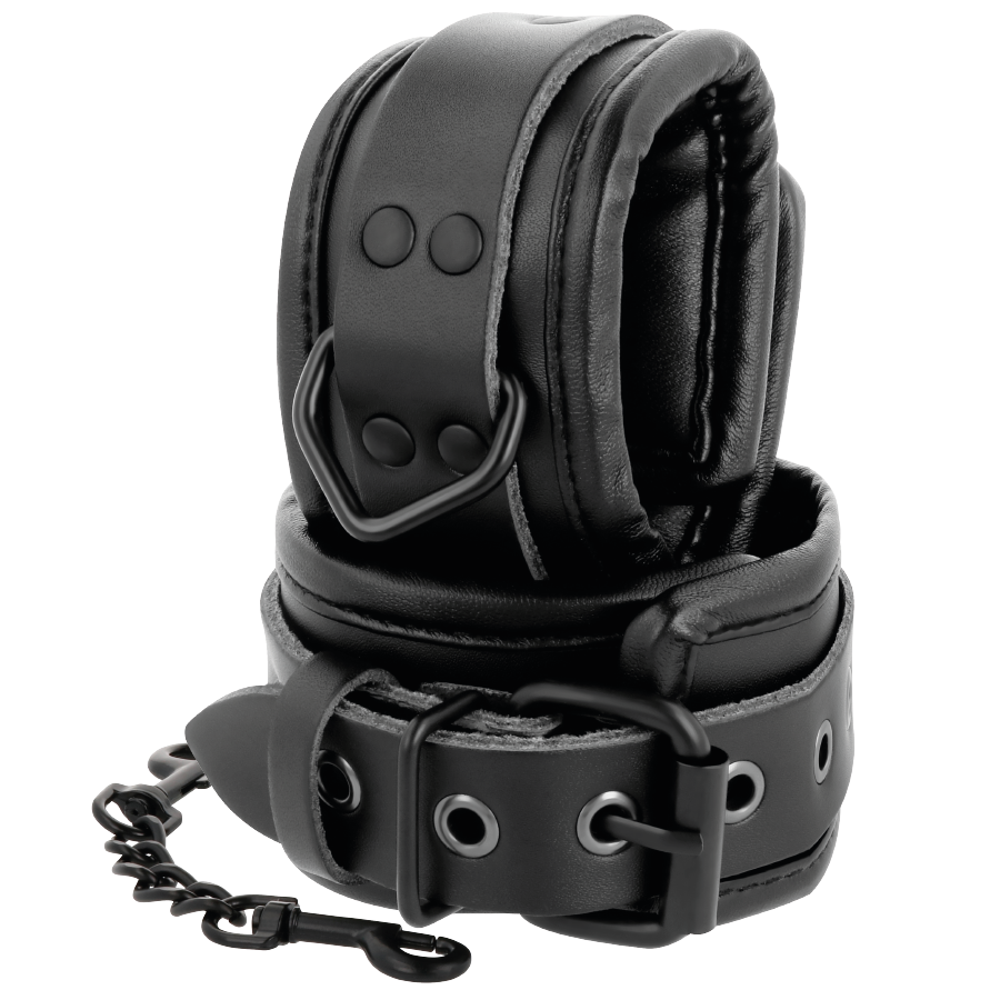 DARKNESS - VERSTELLBARE HANDSCHELLEN AUS SCHWARZEM LEDER – Bild 2