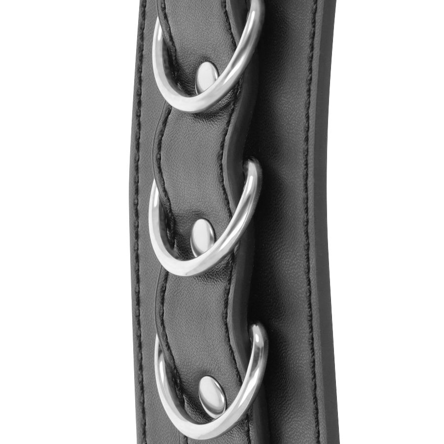 DARKNESS - SCHWARZE VERSTELLBARE LEDER-KNÖCHEL-HANDSCHELLEN – Bild 4