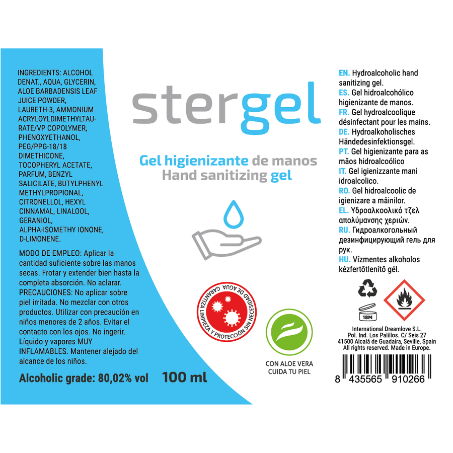 STERGEL - HYDROALKOHOLISCHES HÄNDESANITISIERUNGSGEL ALOE VERA 100ML – Bild 3