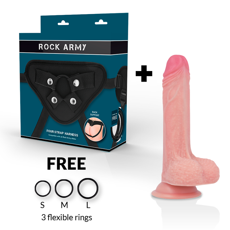 ROCKARMY - HARNESS + FLÜSSIGSILIKON PREMIUM MUSTANG REALISTISCH 18 CM -O- 4.14 CM